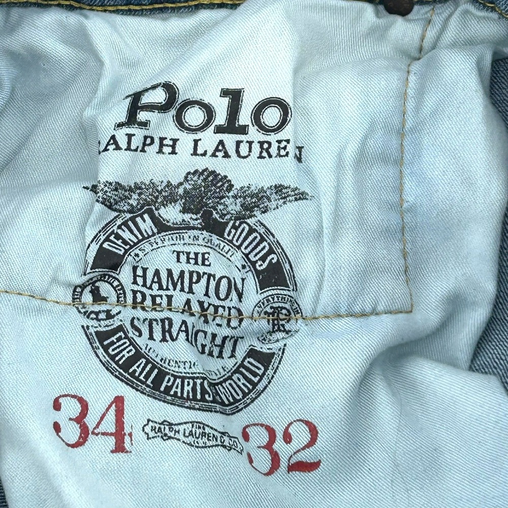 Polo Ralph Lauren Hampton Relaxed Straight Jean Men 34x32 Medium Wash Blue Denim - Picture 3 of 5